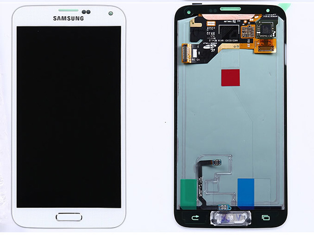Replacement Part for Samsung Galaxy S5 LCD Screen and Digitizer Assembly with Home Button - White - With Samsung